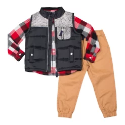 Baby Boy Little Lad 3-Piece Puffer Vest, Button-Down Shirt and Pants Set