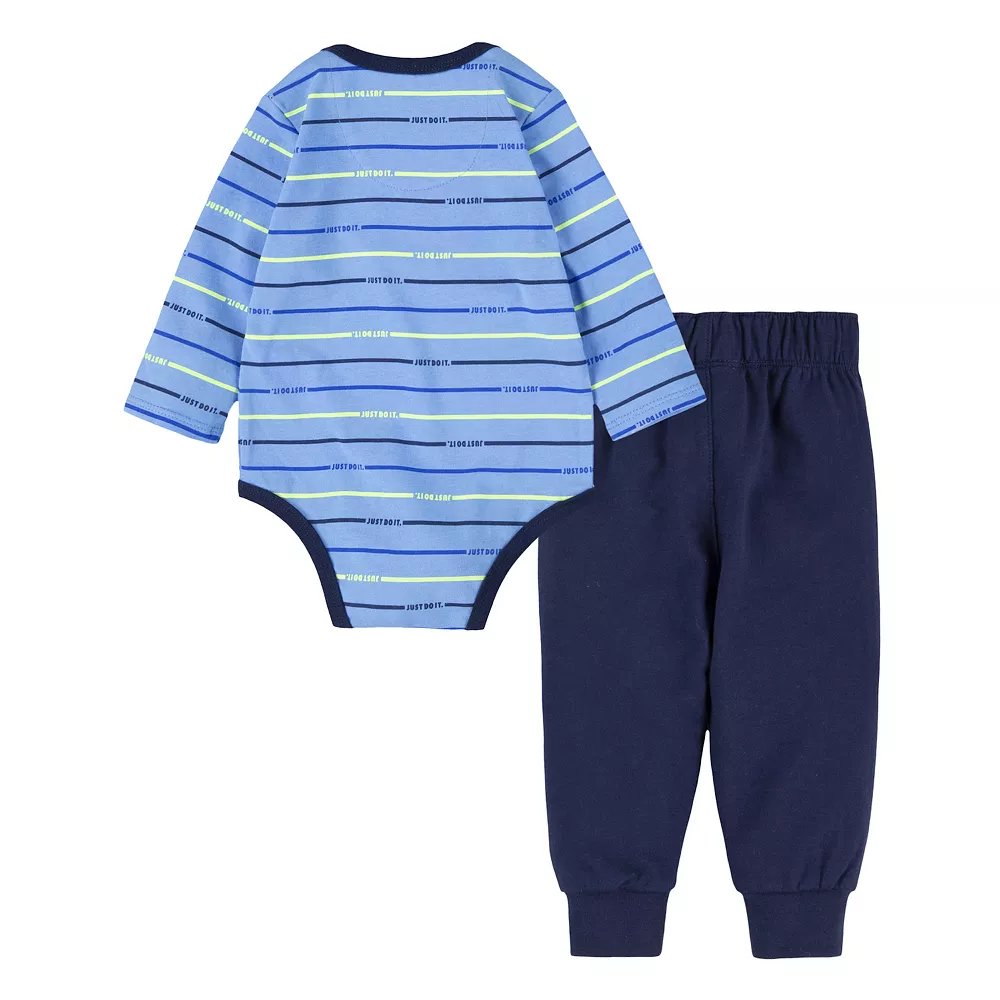 Baby Boy Nike Logo Striped Bodysuit & Pants Set 6 Baby Boy Nike Logo Striped Bodysuit & Pants Set - Image 4