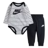 Baby Boy Nike Logo Striped Bodysuit & Pants Set