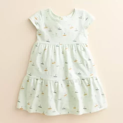 Baby & Toddler Girl Little Co. by Lauren Conrad Organic Short-Sleeve Tiered Dress -Cheap Baby Gear Shop 5260989 Mint Surf Print