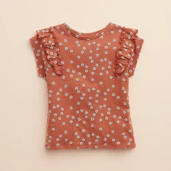 Baby & Toddler Girl Little Co. by Lauren Conrad Organic Ruffle Tee -Cheap Baby Gear Shop 5263843 Rust Small Flower