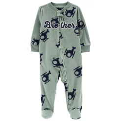 Baby Boy Carter's "Little Brother" Helicopter Zip Fleece Sleep & Play