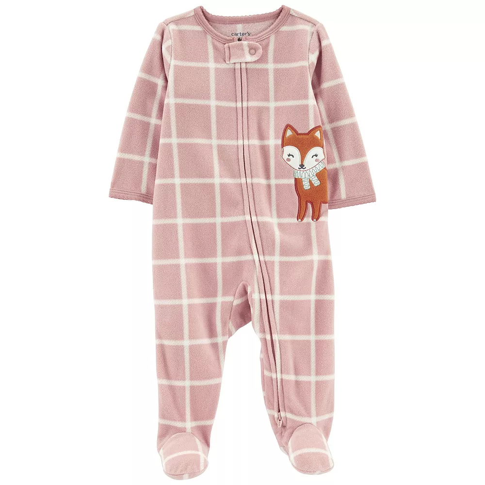 Baby Girl Carter's Checkered Zip Fleece Sleep & Play 3 Baby Girl Carter's Checkered Zip Fleece Sleep & Play