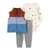 Baby Boy Carter's Colorblock Little Vest, Hedgehog & Mushrooms Print Bodysuit, & Jogger Pants Set -Cheap Baby Gear Shop 5579687