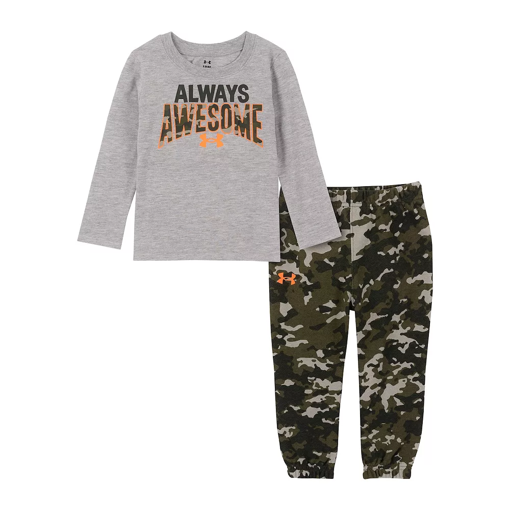 Baby Boy Under Armour "Always Awesome" Graphic Tee & Terry Camo Jogger Pants Set 3 Baby Boy Under Armour "Always Awesome" Graphic Tee & Terry Camo Jogger Pants Set