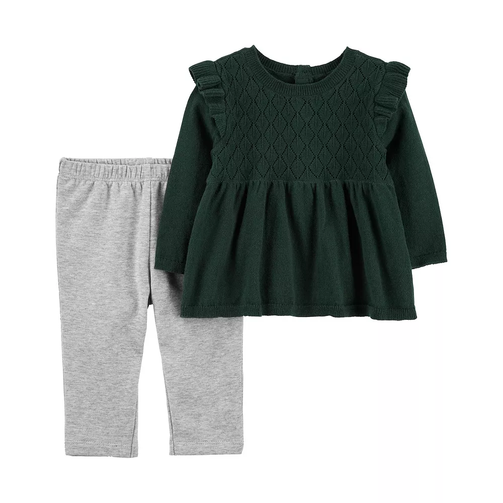 Baby Girls Carter's 2-Piece Cotton Top & Fleece Pants 3 Baby Girls Carter's 2-Piece Cotton Top & Fleece Pants