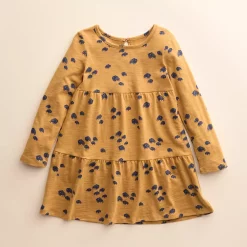 Baby & Toddler Girl Little Co. by Lauren Conrad Organic Long-Sleeve Tiered Dress -Cheap Baby Gear Shop 5611835 Caramel Buffalo Print