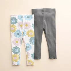 Baby & Toddler Little Co. by Lauren Conrad 2-Pack Leggings -Cheap Baby Gear Shop 5613066 Ivory Floral Charcoal