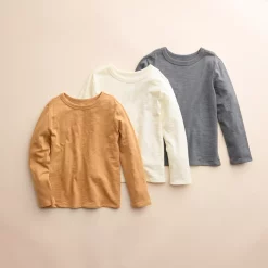 Baby & Toddler Little Co. by Lauren Conrad Organic 3-Pack Long Sleeve Tees -Cheap Baby Gear Shop 5613398 Caramel Ivory Charcoal