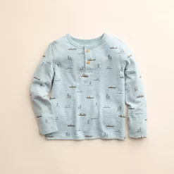 Baby & Toddler Little Co. by Lauren Conrad Organic Long-Sleeve Henley Tee -Cheap Baby Gear Shop 5622446 Light Blue Lake Print