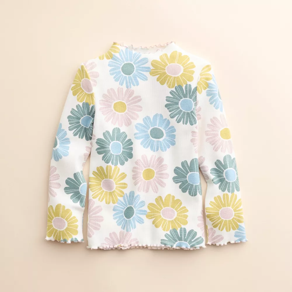 Baby & Toddler Girl Little Co. by Lauren Conrad Organic Lettuce-Edge Print Mockneck Top 4 Baby & Toddler Girl Little Co. by Lauren Conrad Organic Lettuce-Edge Print Mockneck Top - Image 2