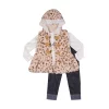 Baby Girl Little Lass Faux Fur Hooded Vest, Long Sleeve Tee, & Leggings Set -Cheap Baby Gear Shop 5652547