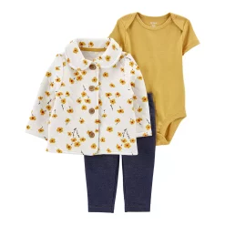 Baby Carter's 3-Piece Quilted Floral Cardigan Set