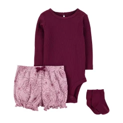 Baby Girl Carter's Bodysuit, Shorts, & Socks Set