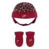 Baby Girl Nike Leopard Print Trapper Hat & Mittens Set