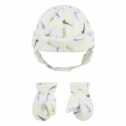 Toddler Nike Swoosh Allover Print Fleece Trapper Hat & Mittens Set -Cheap Baby Gear Shop 5756117 ALT