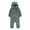 Baby Girl Carter's Leopard Fleece Long Sleeve Hooded Romper