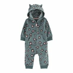 Baby Girl Carter's Leopard Fleece Long Sleeve Hooded Romper